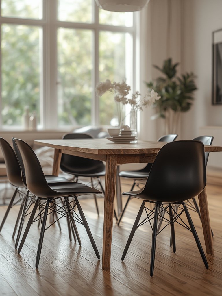 mid-century modern dining chairs details