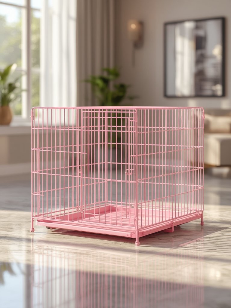 pink dog crate details