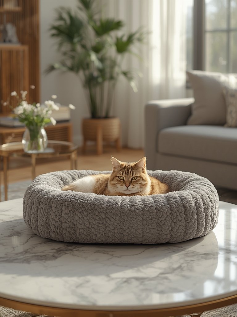 self-warming cat bed details