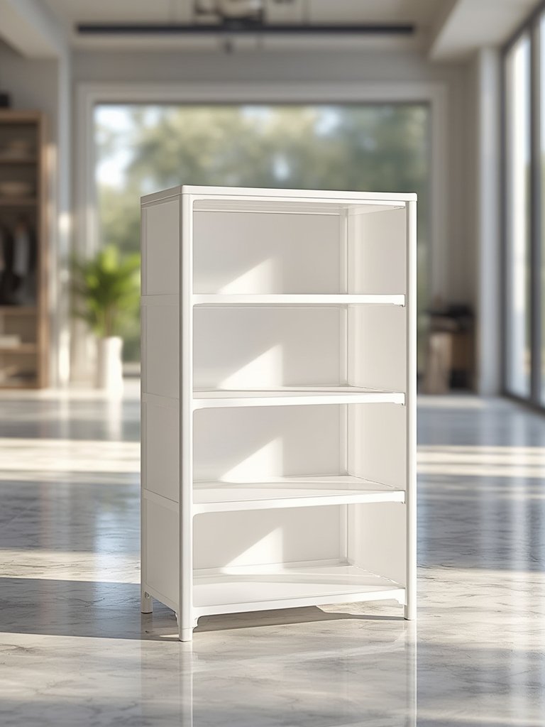 Plastic storage shelves details