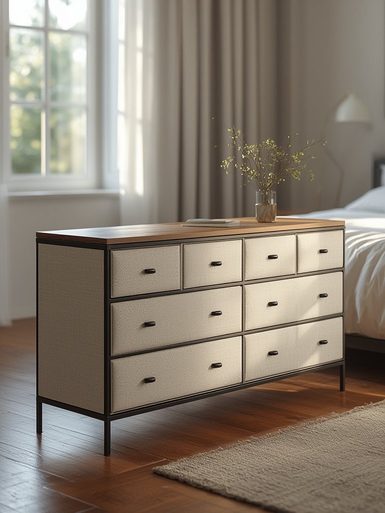 Fabric Dresser with Drawers details