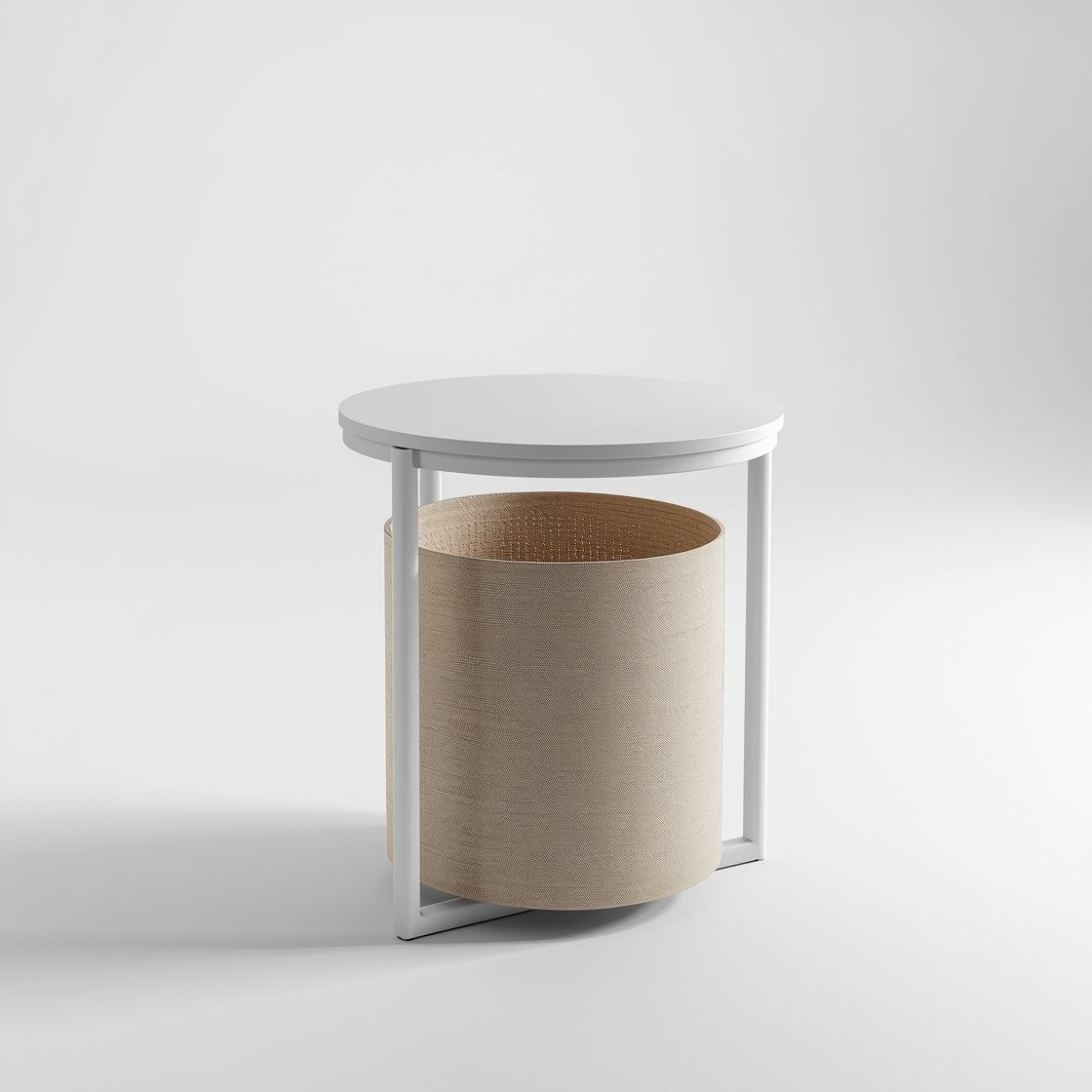 round side table with storage basket